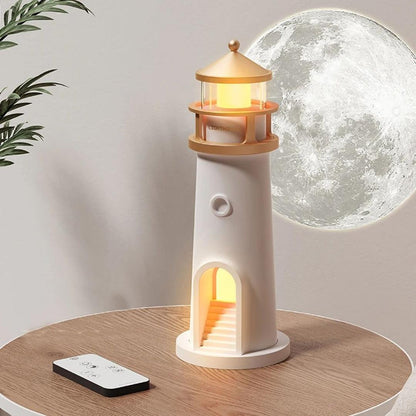 Lámpara en forma de faro con altavoz Bluetooth que proyecta la luna